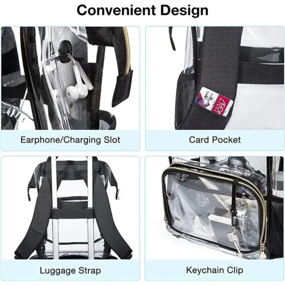 Clear Backpack Heavy Duty Transparent Backpack Set See Through Bookbags Durable